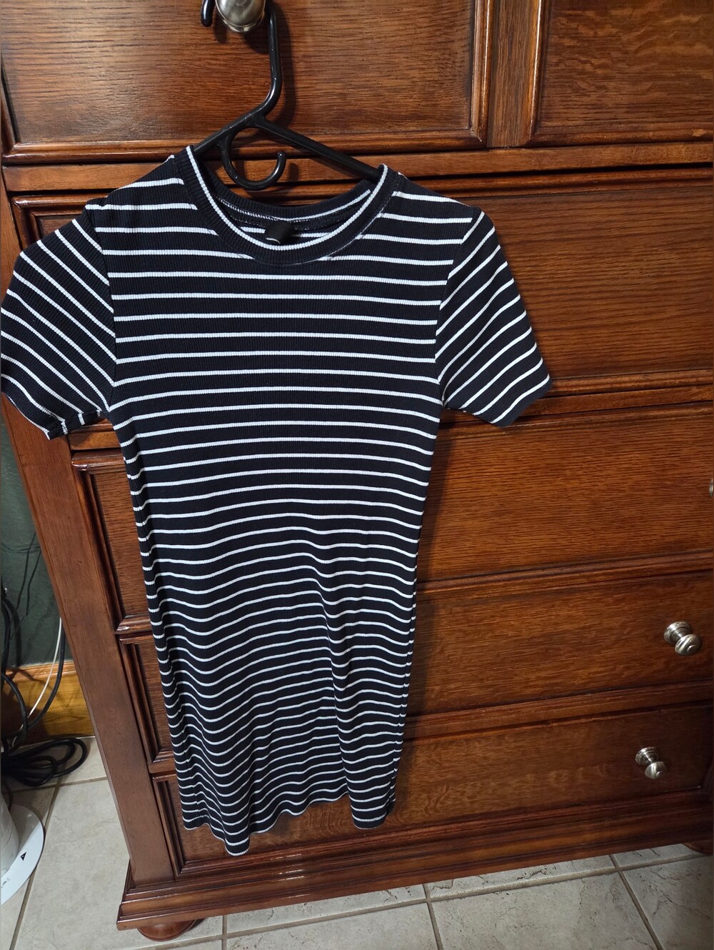 Black & White Striped Short Sleeve Dress